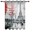 Curtain Eiffel Tower And Lover Romantic Curtains For Living Room Window Bedroom Modern Indoor Home Decor