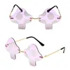 Sonnenbrille trendige randlose lustige Halloween-Dekorationen unregelmäßige Pilzform für Frauen Sonnenbrillen Brillen