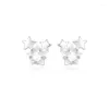 Stud Earrings Unusual Design Three Stars Shape Shining Zircon For Women Girl Five Pointed Star Temperament Jewelry