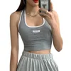 Camiseta sin mangas Daxin para mujer, camiseta deportiva informal de verano con letras y cuello a juego, camiseta sin mangas de punto Navi abierta ultrafina 2021 P230526