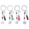 Keychains Lanyards Colorf Chakra Stone Tassel Keychain Pendant Lotus Reiki Healing Yoga Natural Gemstone Pärled Creative Keyring G Dhrwd