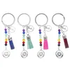 Keychains Lanyards Colorf Chakra Stone Tassel Keychain Hanger Lotus Reiki Healing Yoga Natuurlijke edelsteen kralen creatieve sleutelhanging G Dhrwd