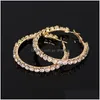 Hoop Huggie Design Crystal Rhinestone örhängen Guld Sliver Big Circle Earring Fashion Jewelry for Women Party Accessories Drop Deli Dhrmc