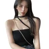 Tankar Camis Daxin Women's Summer Sexy Strap Shoulder Sticked Korean Tank Top Blue och Camissa Chemical Women P230526