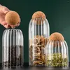 Storage Bottles Clear Glass Tea Pot With Lid Unique Spherical Wooden Cover Coffee Display