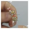 Urok Ladies Crystal Flake Snow Oświadczenie Kolczyki stadninowe dla Elgant Women Girl Sier Gold Cute Farring Fashion Biżuteria Dostawa Dhvd2