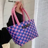 Shopping Bags Luxury design vegetable basket woven MR shopping bag charity show color matching portable beach bag holiday women bag beach bag T230526