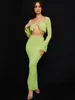 Femme nouveau à manches longues 2 pièces Maxi robes costume vacances tenues vêtements Sexy pure mousseline de soie week-end mince robe noire