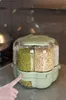 Seau à riz de stockage multigrains Joint anti-insectes à grains rotatifs de cuisine Sceau seau de TVA à riz
