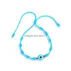 Charm Bracelets Turkish Eye Handmade Braided 7 Knots Lucky Evil Blue Bracelet Friendship Jewelry Drop Delivery Dhgke