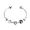 Charm Bracelets Silver Color Quality Moments Open Bangle Pave Caps With Cubic Zirconia Bracelet Fit Bead Pandoraer Jewelry