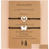Charm Bracelets Stainless Steel Love Heart Butterfly Bracelet 2Pcs Mommy And Me Matching Mother Daughter Set Mothers Day Gifts Drop Dh5Lh