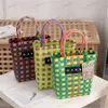 Shopping Bags Luxury design vegetable basket woven MR shopping bag charity show color matching portable beach bag holiday women bag beach bag T230526