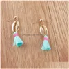 Charm Bohemian Long Drop Earrings With Shell Tassel Alloy Shape Gold Dangle Ear Summer Beach Jewelry For Women Delivery Dhfqn