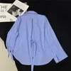 Kadın Bluzlar Gömlek Tasarımcısı 2023 Yaz Yeni Avrupa Ürünleri Göğüs Totem Nakış A-line Kavisli Alt Sırt Geri Dantel Yukarı Gömlek Kadınlar için D8CG