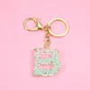 Keychains Cute Gold Green Gradient Colorful Resin Letter A-z Women's Handbag Backpack Pendant Fashion Car Jewelry Keychain G230525