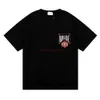 Diseñador Ropa de moda Camisetas Camiseta Rhude Wine Red Impresión de tarjetas Hilo doble de alta calidad Camiseta de manga corta de algodón puro para hombres Mujeres Estudiantes Ocio Cotto
