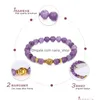 Pulseras de amor de verano de moda con cuentas Encanto de cabeza de Buda chapado en oro con amatista Pulsera de cuentas de piedra natural para hombres Mujeres Jewelr D Dhbjl