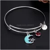 Charm Bilezikler Diy Moon Cazibeler Genişletilebilir Tel Bangles Bohemia Marka Tasarım Doğum Taşı Kolye Kablo Bilezik Kadınlar için Kız Fashio Dherw