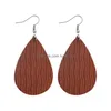 Charm Fashion Pu Leather Waterdrop Earrings Colorf Water Ripple Light Weight For Women Elegant Young Girls Gift Drop Delivery Jewelry Dhnsv