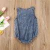 Rompers Baby Summer Denim Toddler Born Boys Dziewczęta Butla Kieszonkowa Kieszonka Koszyka Skoczni Casual Ubrania 230525