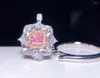 클러스터 링 GIA 0.50ct 18k 골드 자연 라이트 라이트 핑크 다이아몬드 결혼 약혼 여성을위한 여성 고리