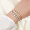 Brazalete clásico en forma de corazón, pulsera de cristal, circonitas de ópalo, ajustable para mujer, regalo de joyería de playa