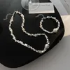 Kedjor uttalande pärlchoker halsband mode pärlor kedjekedjans halsband och armband för kvinnor collier party bröllop smycken set