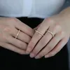 Cluster Rings 925 Sterling Silver Clear Cz Pavimentato Bamboo Eternity Band Ring Color oro placcato Vintage Modern Women Stacking Finger