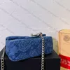 Moda Love Denim Chain Bag Designer Bag Crossbody Bolsa Sênior One ombro Bolsa de Luxo Camellia Pattern Denim Bag