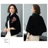 Schals Winter bestickter gestrickter weißer Poncho für Hochzeit Munti Funktionsschals Wollgefühl Blumenmuster Damen Cape Wraps Decke