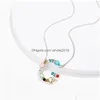Pendanthalsband Colorf 26 Brev Inledande halsband med kristaller Stone för kvinnor Personliga mödrar Dagsmycken gåvor Droppe Delive Dhpre