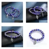 Perlen 8 mm Türkei böse blaue Augen Stränge Armbänder Kette Männer Frauen Kinder religiöse Hamsa Hand Charm Armband Armreifen handgefertigten Schmuck Dhzua