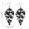 Fascino Foglia Orecchini in Pelle Leopardo Goccia d'Acqua Orecchino Waterdrop Ciondola Per Ragazze Eleganti Donne Europa Africa Boho Donna Carina Deliv Dhoqh