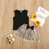 Clothing Sets Summer Fashion Baby Girl Suits Toddler Clothes Set T Shirt Tank Leopard Tutu Skirt Mesh Tulle Cute Girls Kids Outfits