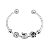 Charm Bracelets Silver Color Quality Moments Open Bangle Pave Caps With Cubic Zirconia Bracelet Fit Bead Pandoraer Jewelry