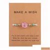 Charm Bracelets Natural Druzy Resin Stone Bead Bracelet With Make A Wish Card Red Blue String Adjustable Woven For Men Women Drop De Dhj4F