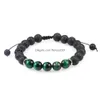 Pärlor män kvinnor 8mm lava rock sten pärla armband eterisk olja diffusor flätat rep tiger ögon yoga pärlor armband droppleverans jud dh920