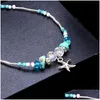 Bracelets de cheville bohème étoile de mer pendentif pour femmes filles cristal perle chaîne bracelet sur la jambe été plage cheville bijoux cadeaux livraison directe Dh7Rq