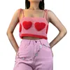 Serbatoi Xingqing y2k Kawaii Camis 2022 T-shirt crop senza maniche a forma di cuore da donna Canotta dolce lavorata a maglia San Valentino Abbigliamento P230526