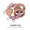 Baby Teethers Toys Nursing Bracelets Teether Silicone Beads Wooden Beech Ring Teething Wood Rattles Fidget born Accessories 230525