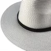 Boinas 2023 Panamá verano paja sombrilla UV bloqueo ala ancha sombrero blanco con borla Stetson para mujeres o Unisex 55 - 60cm