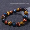 Bracciali con fili di perline in pietra occhio di tigre naturale di alta qualità per uomo 8 10 12 MM