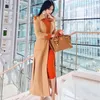 Women Wool X-Long Woolen Cotil Coat Women Cotton Winter Winter Cotton There Outwear Sloting Hem Corn