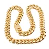 Men's Gold Plated Miami Cuban Link Bracelet & Chain Set With CZ Clasp 12mm