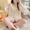 juego de pijama de algodón rosa