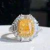 Cluster Rings 2.016ct Yellow Diamonds Gold Wedding Engagement Female For Women Fine