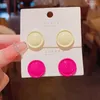 Saplama Küpe Vsnow Basit Gül Kırmızı Beyaz Düğme Çemberi Küpeler Kadınlar İçin Modaya Geometrik Metal Takı Aksesuarları