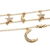 Pendentif Colliers Brillant Étoile Lune Collier Boho Géométrique Cristal Couches Pour Femmes Fille Strass Bib Collier Ras Du Cou Bijoux