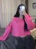 Kobiety z kapturem Deeptown Y2K Korean Style Owwałem kobiety harajukus seksowne puste bluzy swobodne luźne różowe topy Hip Hop Goth